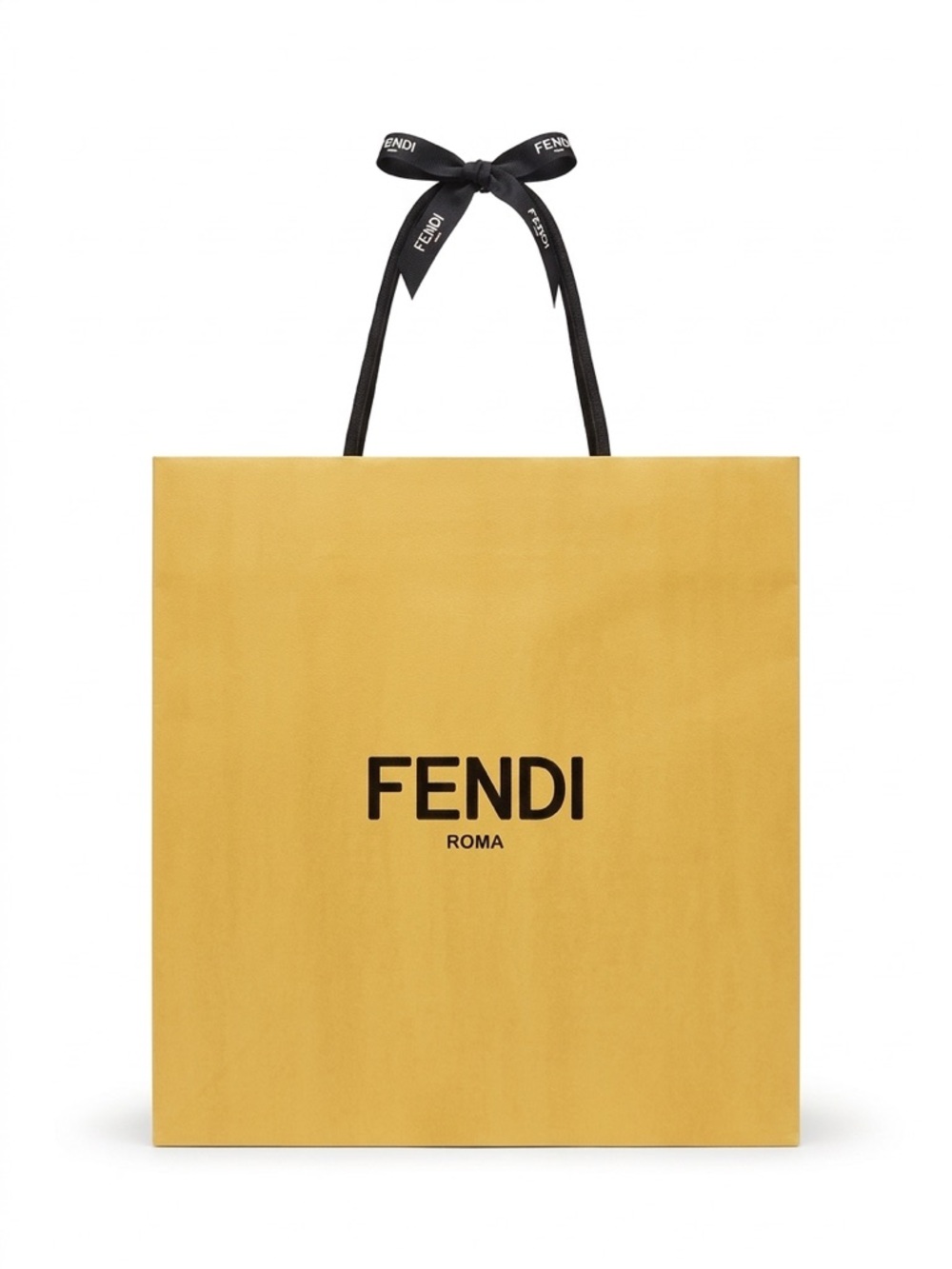 Fendi Mustard Yellow Gift Bag with Black Ribbon